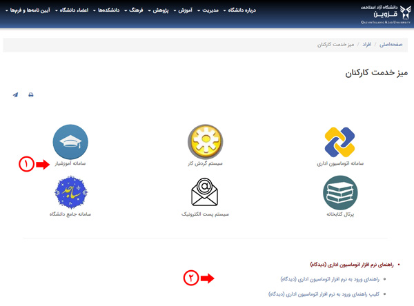 مرحله چهارم معرفی سایت دانشگاه آزاد قزوین